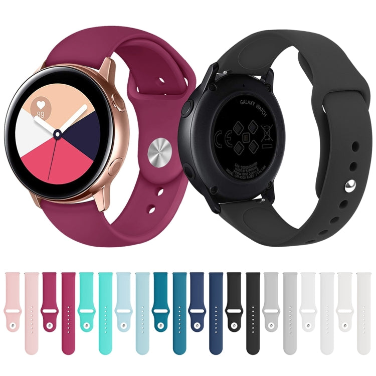 For Samsung Galaxy Watch Active2 Bluetooth Version 40mm Smart Watch Solid Color Silicone Watch Band, Size:S (White) - Watch Bands by buy2fix | Online Shopping UK | buy2fix