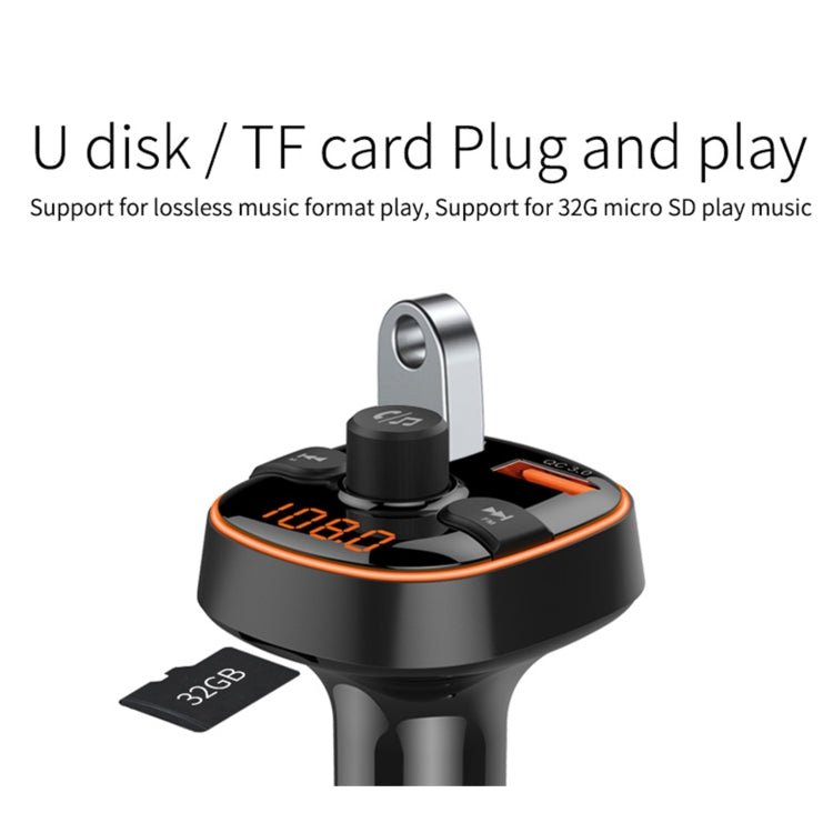BC52 QC3.0 Fast Charging Car Colorful Atmosphere Light Bluetooth MP3 Player FM Transmitter - Bluetooth Car Kits by buy2fix | Online Shopping UK | buy2fix