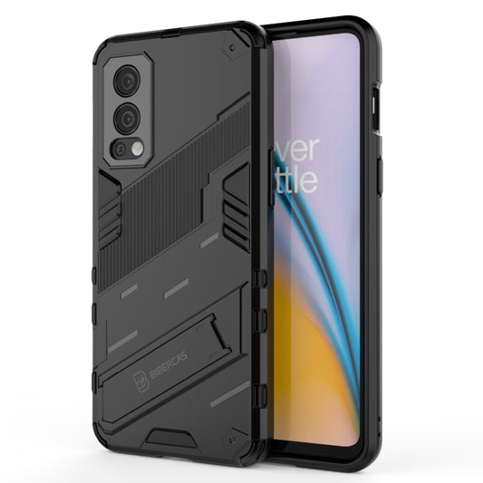 For OnePlus Nord 2 5G Punk Armor 2 in 1 PC + TPU Shockproof Case with Invisible Holder(Black) - OnePlus Cases by buy2fix | Online Shopping UK | buy2fix