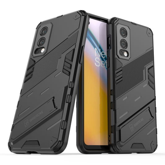 For OnePlus Nord 2 5G Punk Armor 2 in 1 PC + TPU Shockproof Case with Invisible Holder(Black) - OnePlus Cases by buy2fix | Online Shopping UK | buy2fix