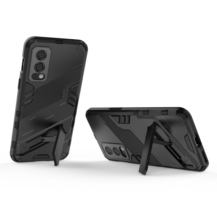 For OnePlus Nord 2 5G Punk Armor 2 in 1 PC + TPU Shockproof Case with Invisible Holder(Black) - OnePlus Cases by buy2fix | Online Shopping UK | buy2fix