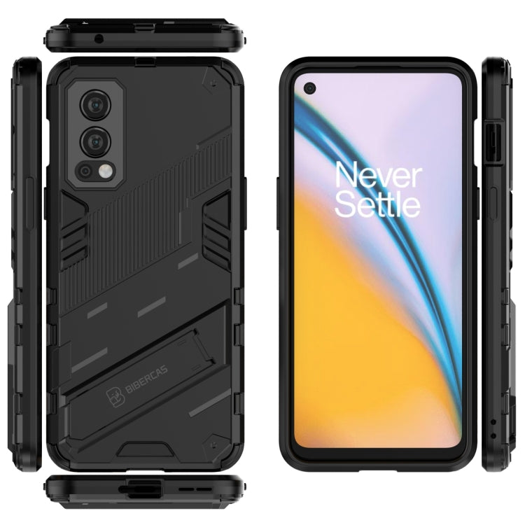 For OnePlus Nord 2 5G Punk Armor 2 in 1 PC + TPU Shockproof Case with Invisible Holder(Black) - OnePlus Cases by buy2fix | Online Shopping UK | buy2fix