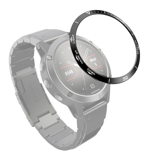 For Garmin Fenix 5 Smart Watch Steel Bezel Ring, A Version(Black Ring White Letter) - Watch Cases by buy2fix | Online Shopping UK | buy2fix