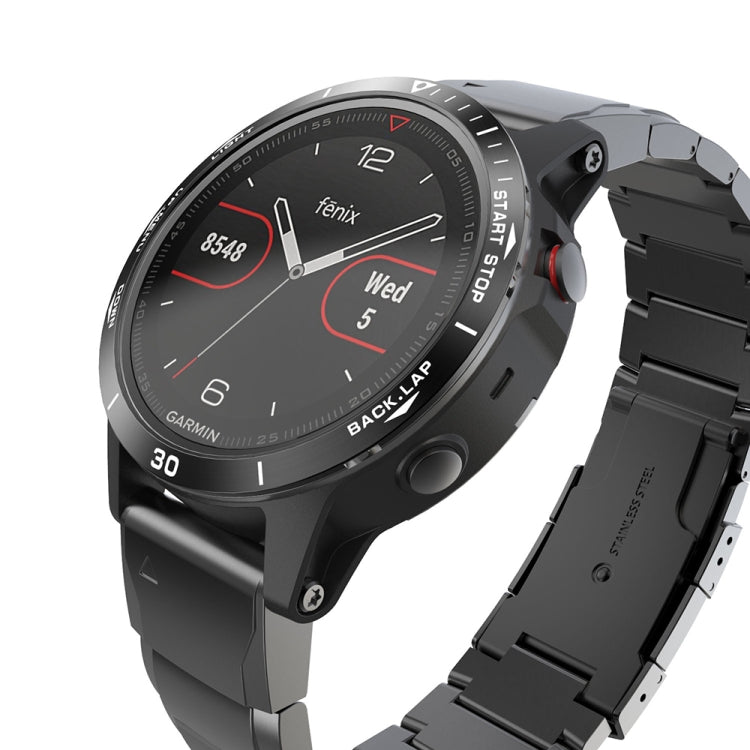 For Garmin Fenix 5 Smart Watch Steel Bezel Ring, A Version(Black Ring White Letter) - Watch Cases by buy2fix | Online Shopping UK | buy2fix