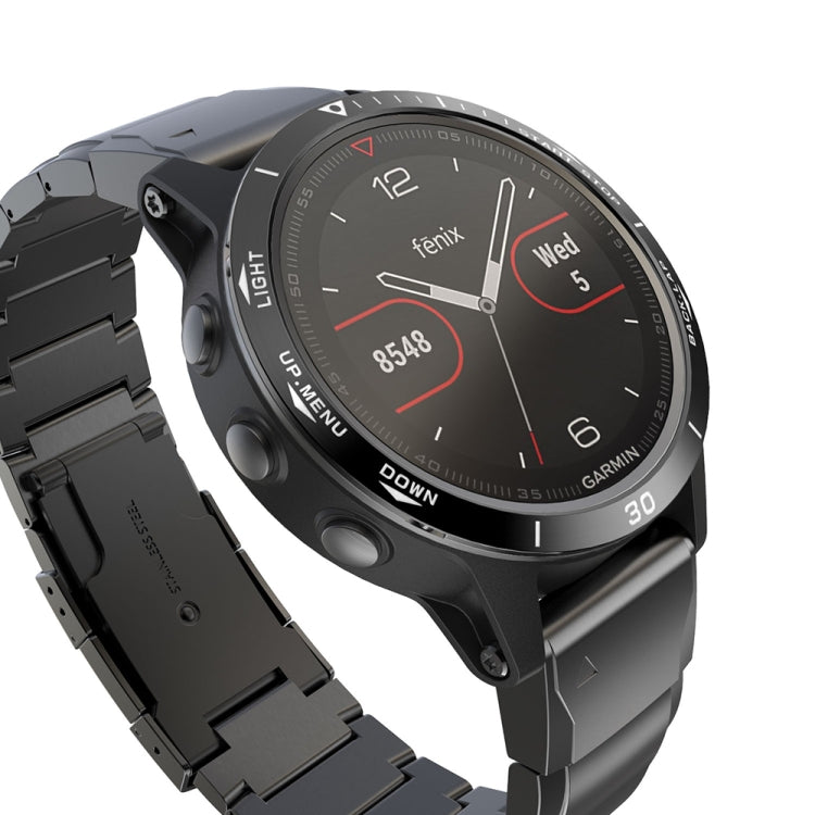 For Garmin Fenix 5 Smart Watch Steel Bezel Ring, A Version(Black Ring White Letter) - Watch Cases by buy2fix | Online Shopping UK | buy2fix