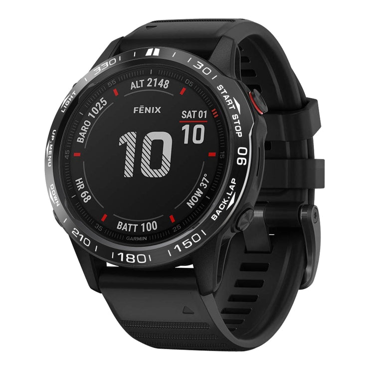 For Garmin Fenix 6X/6X Pro/6X Sapphire Smart Watch Steel Bezel Ring, A Version(Black Ring White Letter) - Watch Cases by buy2fix | Online Shopping UK | buy2fix