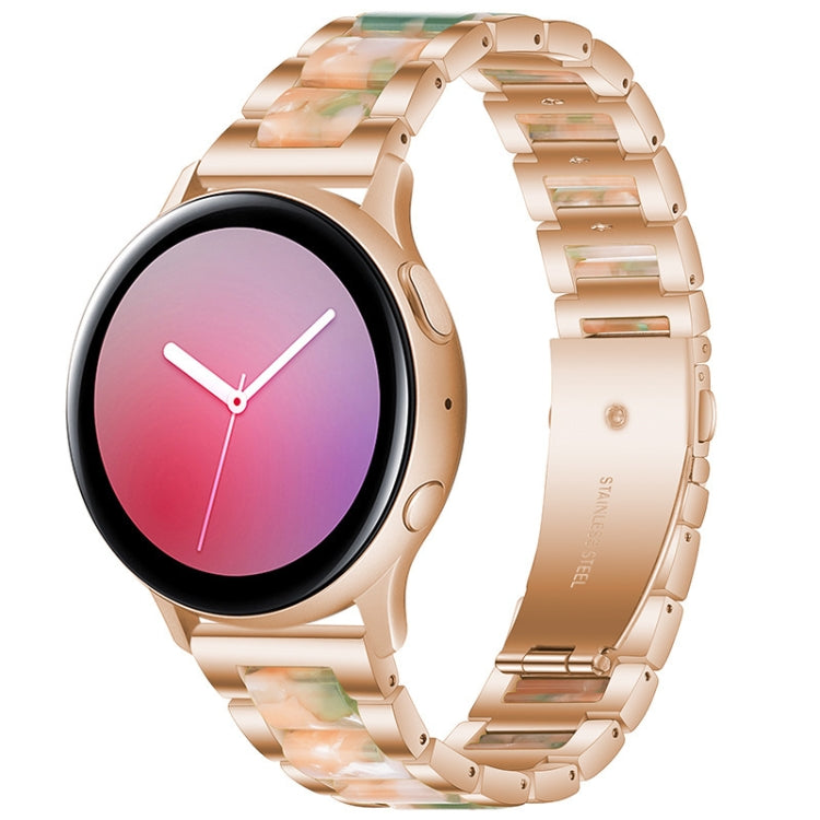 For Garmin Venu/Vivoactive 3 Music 20mm Universal Three-beads Stainless Steel + Resin Watch Band(Rose Gold+Pink Green) by buy2fix