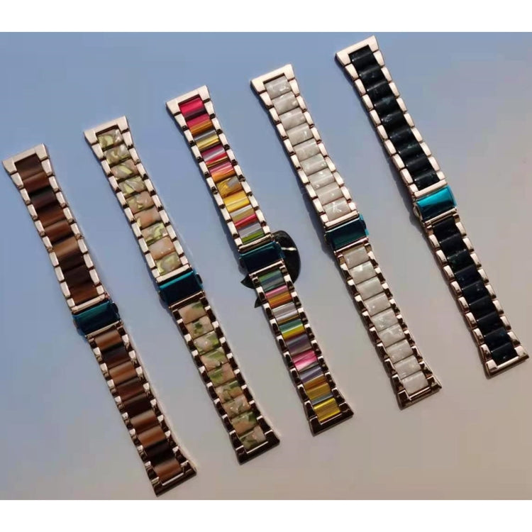 For Garmin Venu/Vivoactive 3 Music 20mm Universal Three-beads Stainless Steel + Resin Watch Band(Rose Gold+Pink Green) by buy2fix