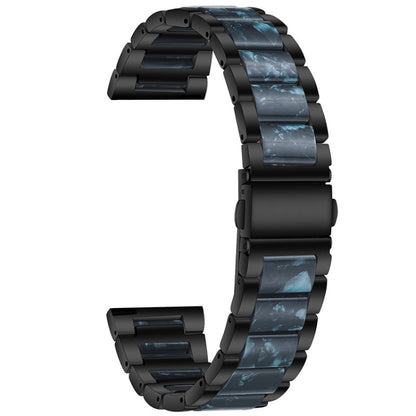 For Huawei Watch 3/3 Pro/Garmin Venu 2 22mm Universal Three-beads Stainless Steel + Resin Watch Band(Black+Ink) - Watch Bands by buy2fix | Online Shopping UK | buy2fix