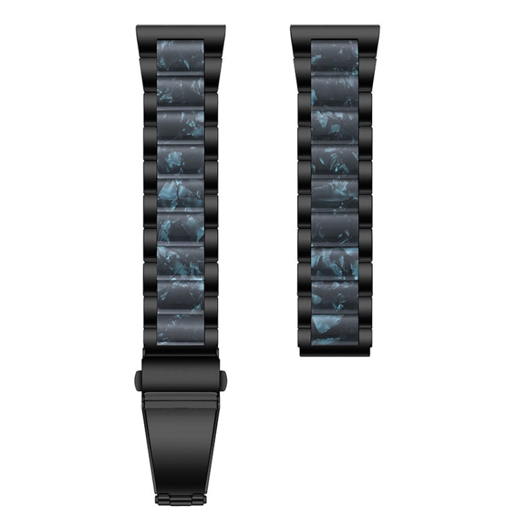 For Huawei Watch 3/3 Pro/Garmin Venu 2 22mm Universal Three-beads Stainless Steel + Resin Watch Band(Black+Ink) - Watch Bands by buy2fix | Online Shopping UK | buy2fix