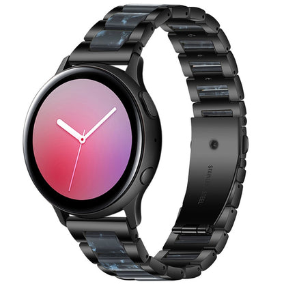 For Huawei Watch 3/3 Pro/Garmin Venu 2 22mm Universal Three-beads Stainless Steel + Resin Watch Band(Black+Ink) - Watch Bands by buy2fix | Online Shopping UK | buy2fix