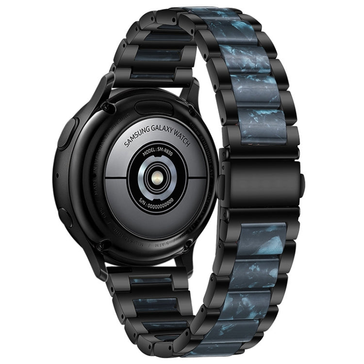 For Huawei Watch 3/3 Pro/Garmin Venu 2 22mm Universal Three-beads Stainless Steel + Resin Watch Band(Black+Ink) - Watch Bands by buy2fix | Online Shopping UK | buy2fix