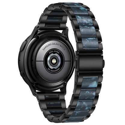 For Huawei Watch 3/3 Pro/Garmin Venu 2 22mm Universal Three-beads Stainless Steel + Resin Watch Band(Black+Ink) - Watch Bands by buy2fix | Online Shopping UK | buy2fix