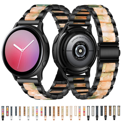 For Huawei Watch 3/3 Pro/Garmin Venu 2 22mm Universal Three-beads Stainless Steel + Resin Watch Band(Black+Ink) - Watch Bands by buy2fix | Online Shopping UK | buy2fix