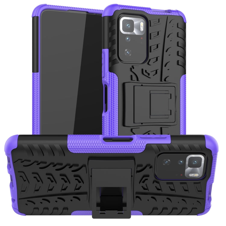For Xiaomi Poco X3 GT Tire Texture Shockproof TPU+PC Protective Case with Holder(Purple) - Xiaomi Cases by buy2fix | Online Shopping UK | buy2fix