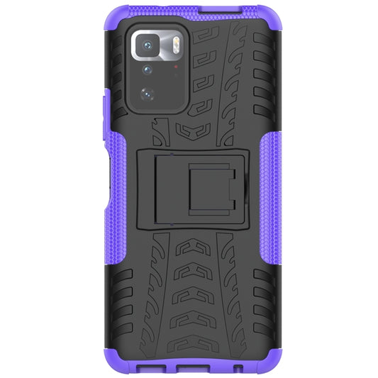 For Xiaomi Poco X3 GT Tire Texture Shockproof TPU+PC Protective Case with Holder(Purple) - Xiaomi Cases by buy2fix | Online Shopping UK | buy2fix