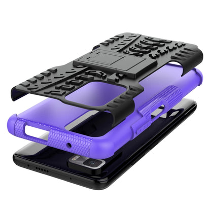 For Xiaomi Poco X3 GT Tire Texture Shockproof TPU+PC Protective Case with Holder(Purple) - Xiaomi Cases by buy2fix | Online Shopping UK | buy2fix