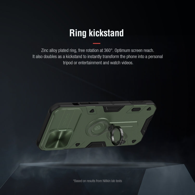 For iPhone 13 Pro Max NILLKIN Shockproof CamShield Armor Protective Case with Invisible Ring Holder (Green) - iPhone 13 Pro Max Cases by NILLKIN | Online Shopping UK | buy2fix