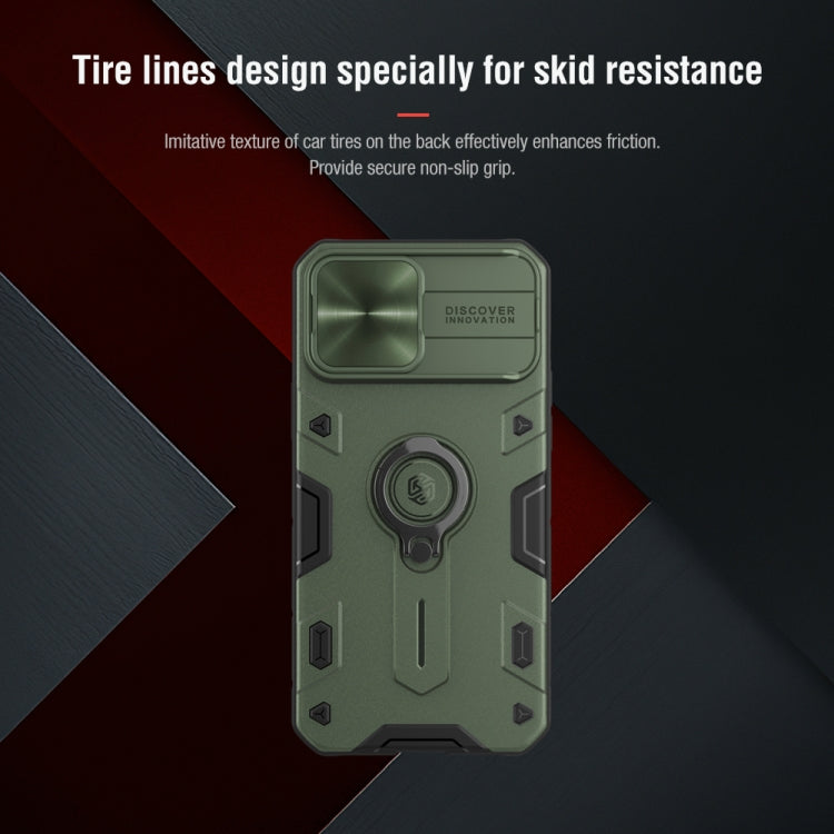 For iPhone 13 Pro Max NILLKIN Shockproof CamShield Armor Protective Case with Invisible Ring Holder (Green) - iPhone 13 Pro Max Cases by NILLKIN | Online Shopping UK | buy2fix