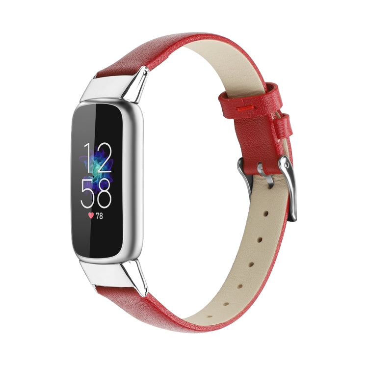 For Fitbit Luxe Leather Watch Band, Size:S(Red) - Watch Bands by buy2fix | Online Shopping UK | buy2fix