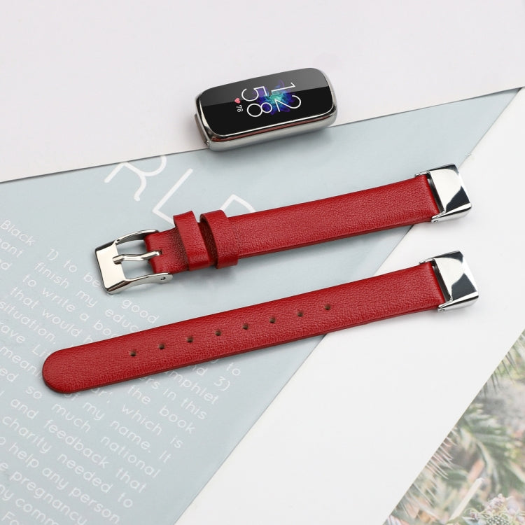 For Fitbit Luxe Leather Watch Band, Size:S(Red) - Watch Bands by buy2fix | Online Shopping UK | buy2fix