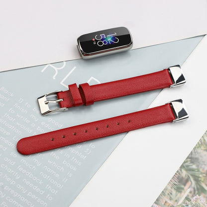 For Fitbit Luxe Leather Watch Band, Size:S(Red) - Watch Bands by buy2fix | Online Shopping UK | buy2fix