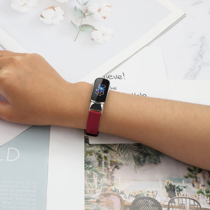 For Fitbit Luxe Leather Watch Band, Size:S(Red) - Watch Bands by buy2fix | Online Shopping UK | buy2fix