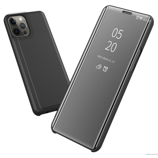 For iPhone 13 Pro Plated Mirror Horizontal Flip Leather Case with Holder (Black) - iPhone 13 Pro Cases by buy2fix | Online Shopping UK | buy2fix