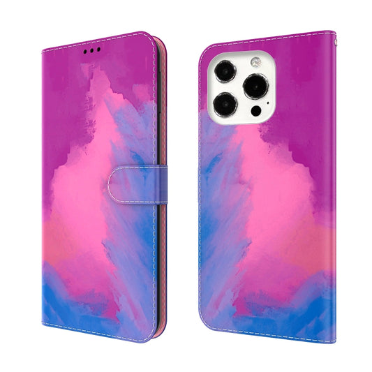 For iPhone 13 Pro Max Watercolor Pattern Horizontal Flip Leather Case with Holder & Card Slot & Wallet (Purple Red) - iPhone 13 Pro Max Cases by buy2fix | Online Shopping UK | buy2fix