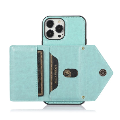 For iPhone 13 Pro Multi-functional Cross-body Card Bag TPU+PU Back Cover Case with Holder & Card Slot & Wallet (Green) - iPhone 13 Pro Cases by buy2fix | Online Shopping UK | buy2fix