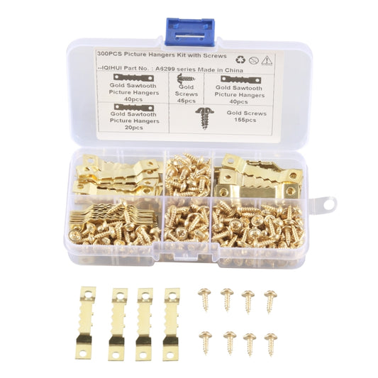 A6299 300 in 1 RV High-bow Double-sided Serrated Hanger Hooks with Self-tapping Screws(Gold) - Booster Cable & Clip by buy2fix | Online Shopping UK | buy2fix