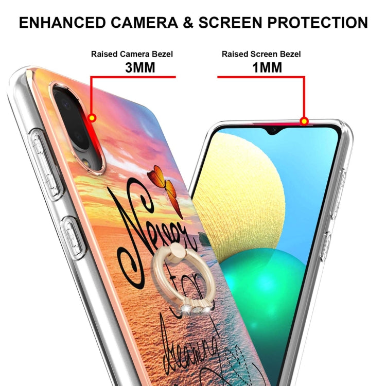 For Samsung Galaxy A02/M02 Electroplating Pattern IMD TPU Shockproof Case with Rhinestone Ring Holder(Dream Chasing Butterfly) by buy2fix