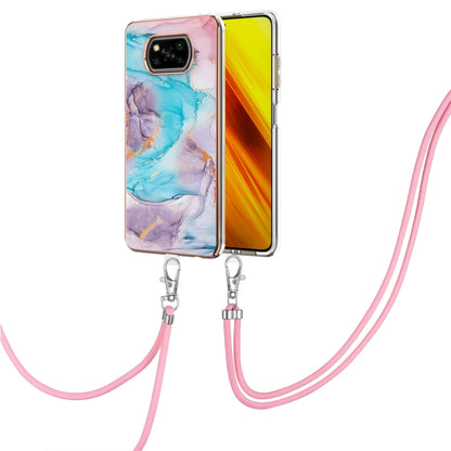 For Xiaomi Poco X3 NFC Electroplating Pattern IMD TPU Shockproof Case with Neck Lanyard(Milky Way Blue Marble) - Xiaomi Cases by buy2fix | Online Shopping UK | buy2fix