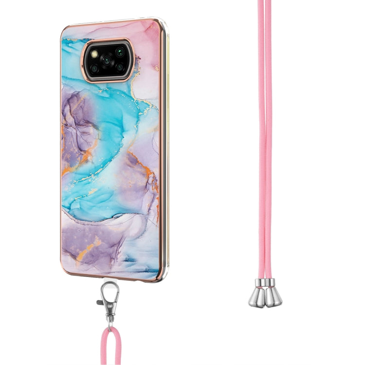 For Xiaomi Poco X3 NFC Electroplating Pattern IMD TPU Shockproof Case with Neck Lanyard(Milky Way Blue Marble) - Xiaomi Cases by buy2fix | Online Shopping UK | buy2fix