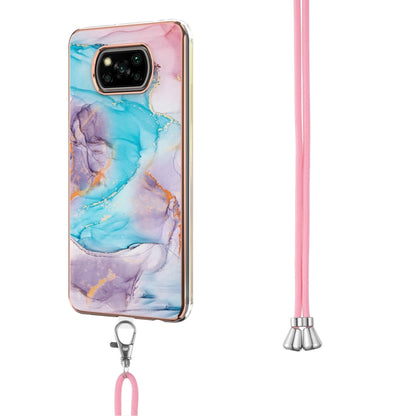 For Xiaomi Poco X3 NFC Electroplating Pattern IMD TPU Shockproof Case with Neck Lanyard(Milky Way Blue Marble) - Xiaomi Cases by buy2fix | Online Shopping UK | buy2fix