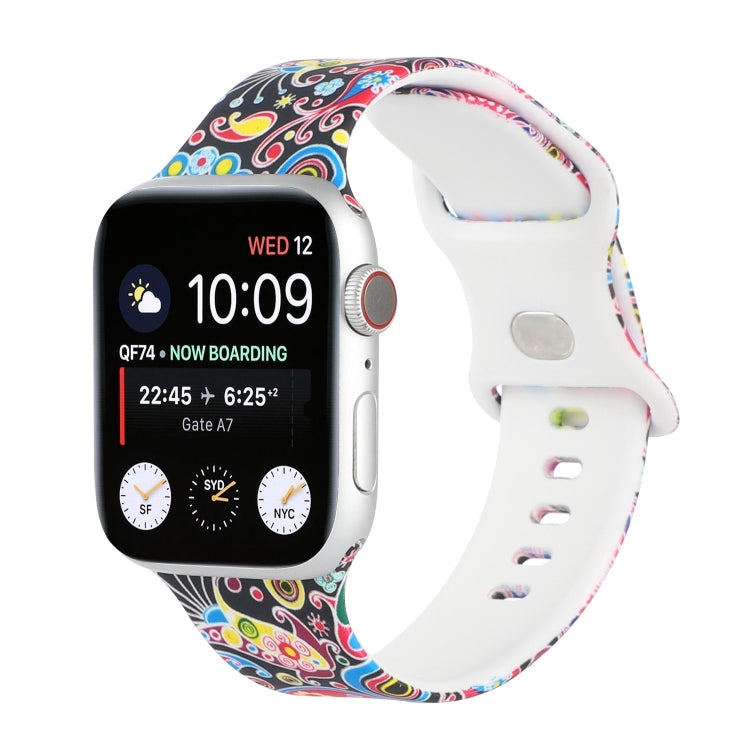 8-buckle Printed Strap Watch Band For Apple Watch Ultra 49mm&Watch Ultra 2 49mm / Series 9&8&7 45mm / SE 3&SE 2&6&SE&5&4 44mm / 3&2&1 42mm(Folk-custom) by buy2fix