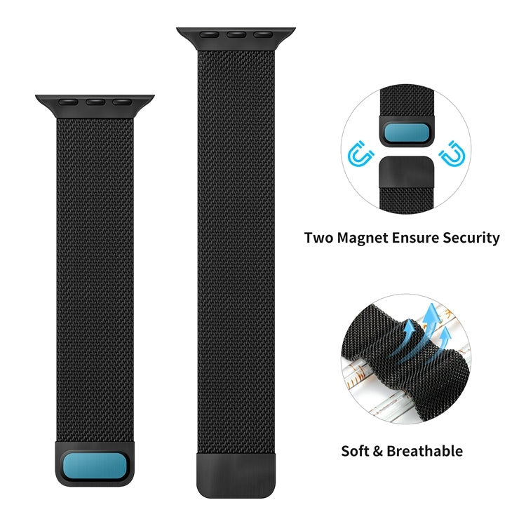 Adjustable Dual Section Milan Watch Band For Apple Watch Ultra 49mm&Watch Ultra 2 49mm / Series 9&8&7 45mm / SE 3&SE 2&6&SE&5&4 44mm / 3&2&1 42mm(Black) - Watch Bands by buy2fix | Online Shopping UK | buy2fix