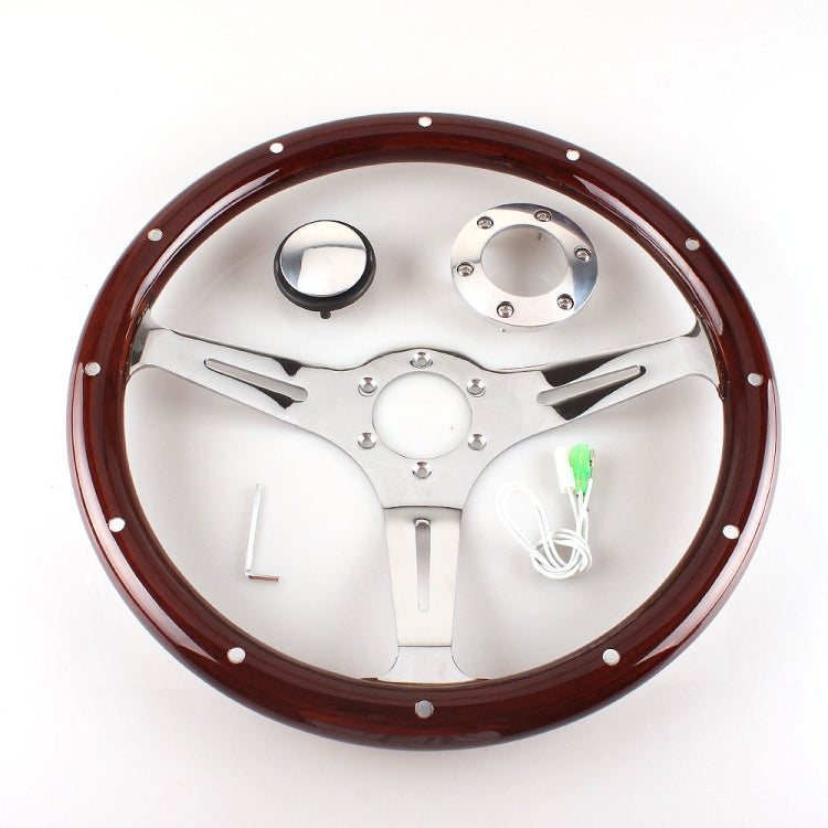 FXP8131+FXP8120A Car Modification 380mm Racing Sports Universal Perforated Steering Wheel by buy2fix