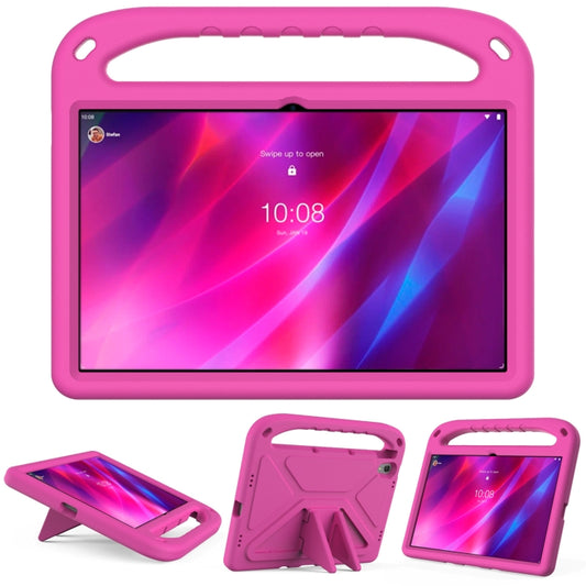 For Lenovo Tab P11 TB-J606F / Tab P11 Plus TB-J607F Portable Handle EVA Shockproof Anti Falling Protective Case with Triangle Holder(Rose Red) - Lenovo by buy2fix | Online Shopping UK | buy2fix