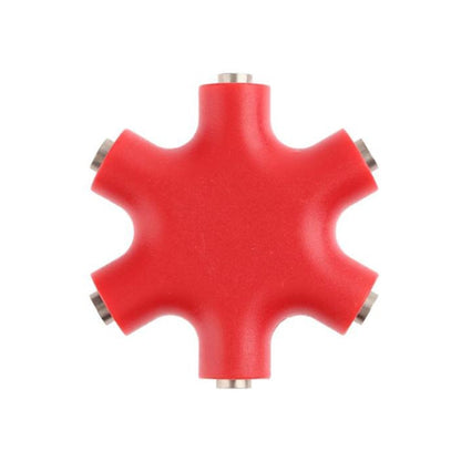 6 in 1 Audio Adapter 3.5mm Jack Multi Port Hub Aux Headphone Splitter Converter(Red) by buy2fix