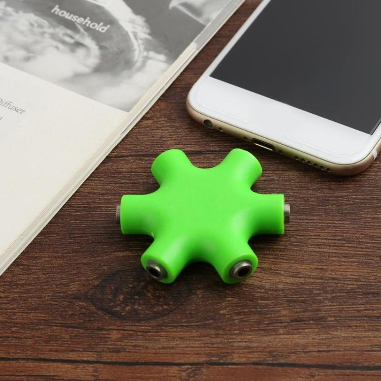 6 in 1 Audio Adapter 3.5mm Jack Multi Port Hub Aux Headphone Splitter Converter(Green) by buy2fix