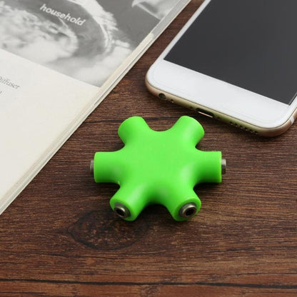 6 in 1 Audio Adapter 3.5mm Jack Multi Port Hub Aux Headphone Splitter Converter(Green) by buy2fix