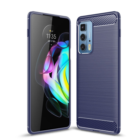 For Motorola Moto Edge 20 Pro Brushed Texture Carbon Fiber TPU Case(Blue) - Motorola Cases by buy2fix | Online Shopping UK | buy2fix