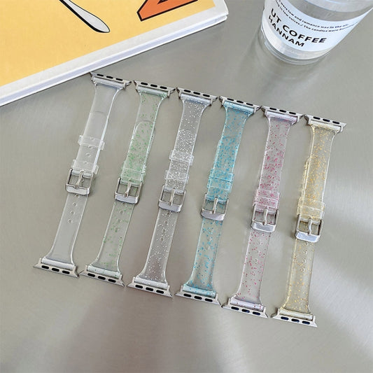 Small Waist Dual Section Milan Watch Band For Apple Watch Series 9&8&7 41mm / SE 3&SE 2&6&SE&5&4 40mm / 3&2&1 38mm(Transparent) - Watch Bands by buy2fix | Online Shopping UK | buy2fix