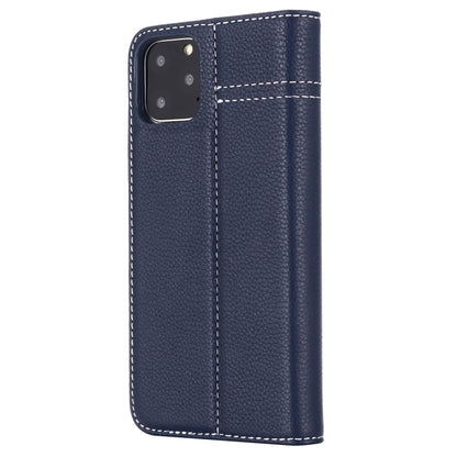 For iPhone 11 Pro GEBEI Top-grain Leather Horizontal Flip Protective Case with Holder & Card Slots(Blue) - iPhone 11 Pro Cases by GEBEI | Online Shopping UK | buy2fix