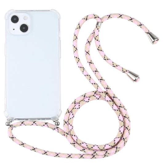 For iPhone 13 Four-corner Shockproof Transparent TPU Protective Case with Lanyard(Colorful Pink) - iPhone 13 Cases by buy2fix | Online Shopping UK | buy2fix