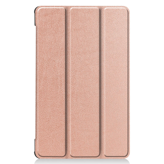 For Lenovo Tab M8 3rd Gen Custer Texture Horizontal Flip Leather Case with Three-folding Holder(Rose Gold) - Lenovo by buy2fix | Online Shopping UK | buy2fix