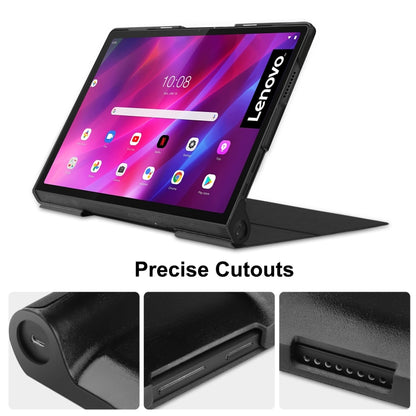 For Lenovo Yoga Tab 11 / YT-J706X Custer Texture Horizontal Flip PU Leather Case with Holder & Sleep / Wake-up Function(Black) - Lenovo by buy2fix | Online Shopping UK | buy2fix