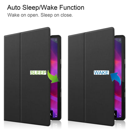 For Lenovo Yoga Tab 11 / YT-J706X Custer Texture Horizontal Flip PU Leather Case with Holder & Sleep / Wake-up Function(Black) - Lenovo by buy2fix | Online Shopping UK | buy2fix