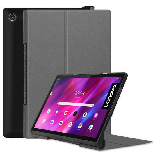 For Lenovo Yoga Tab 11 / YT-J706X Custer Texture Horizontal Flip PU Leather Case with Holder & Sleep / Wake-up Function(Grey) - Lenovo by buy2fix | Online Shopping UK | buy2fix